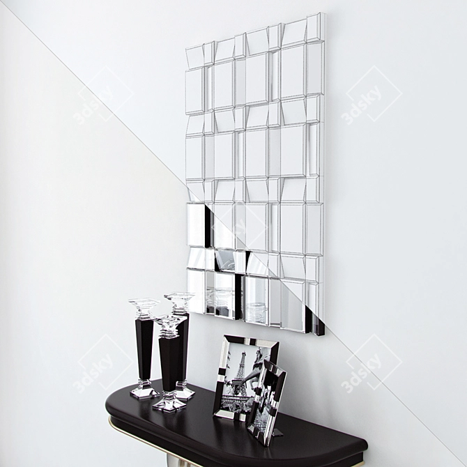 Elegant Garda Decor Console with Mirror and Crystal Accents 3D model image 2