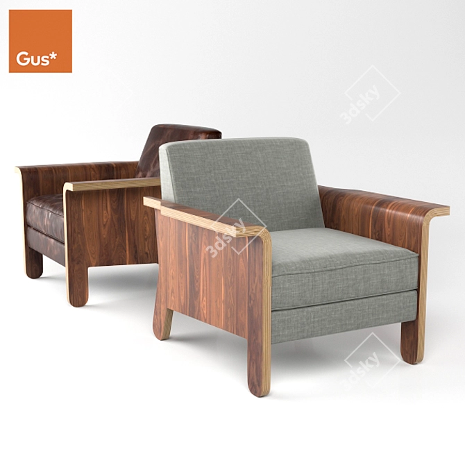 Contemporary Lodge Chair by Gus 3D model image 3