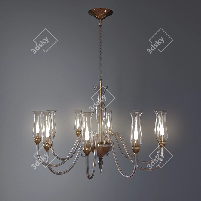 Majestic Murano Glass Chandelier 3D model image 1