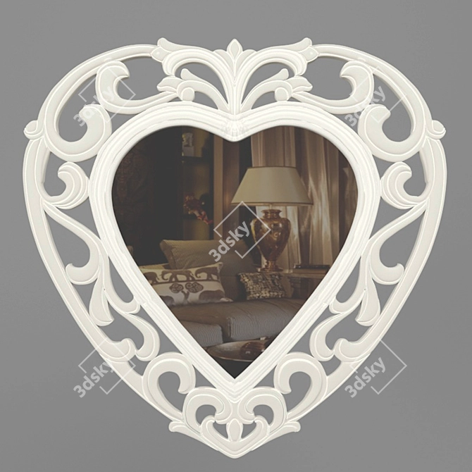 Heart-shaped Carved Mirror 3D model image 1