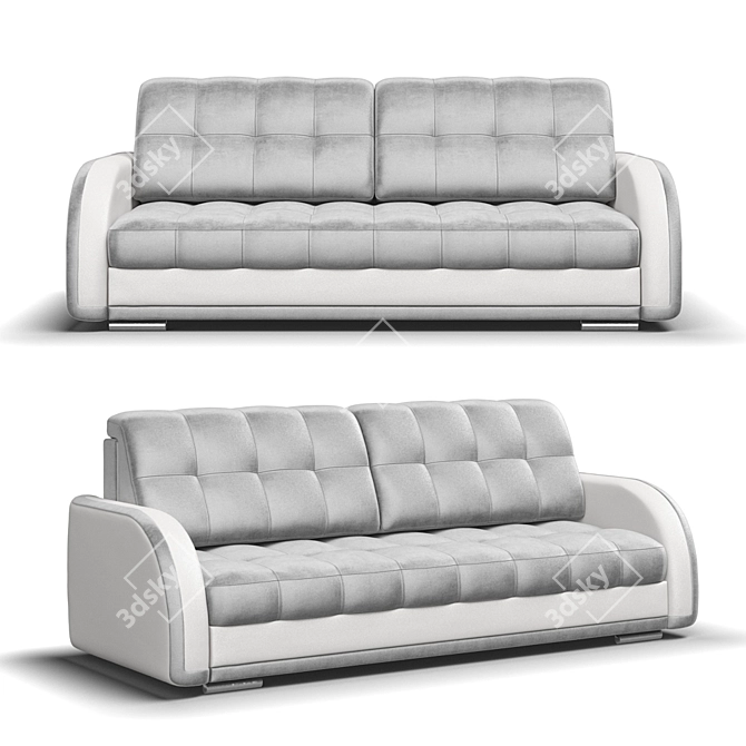 Hoff Turin Velvet & Leather Sofa 3D model image 1