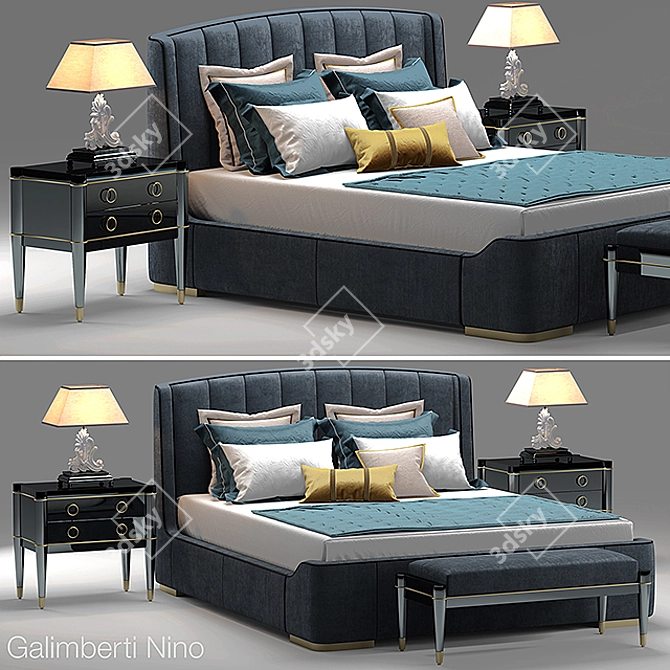 Luxurious Bed: Galimberti Zaffiro 3D model image 1