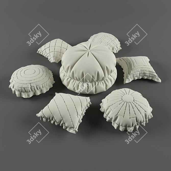 Cozy Comfort: Poof & Pillows 3D model image 1