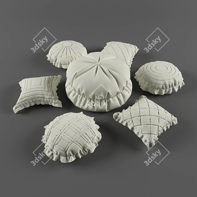 Cozy Comfort: Poof & Pillows 3D model image 2