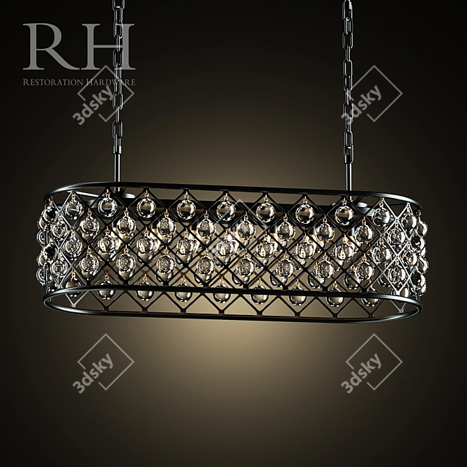 RH Spencer Rectangular Chandelier 3D model image 1