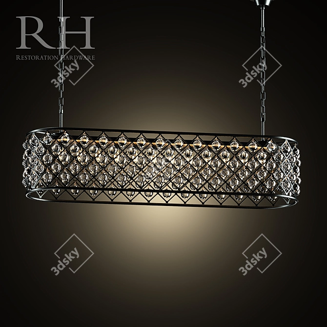 Elegant Spencer Rectangular Chandelier 3D model image 1