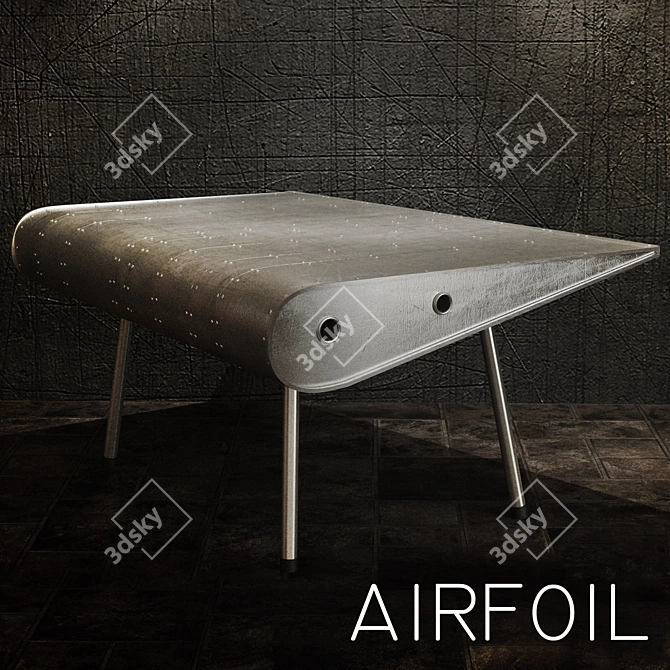 Sleek Airfoil Coffee Table Wing 3D model image 1