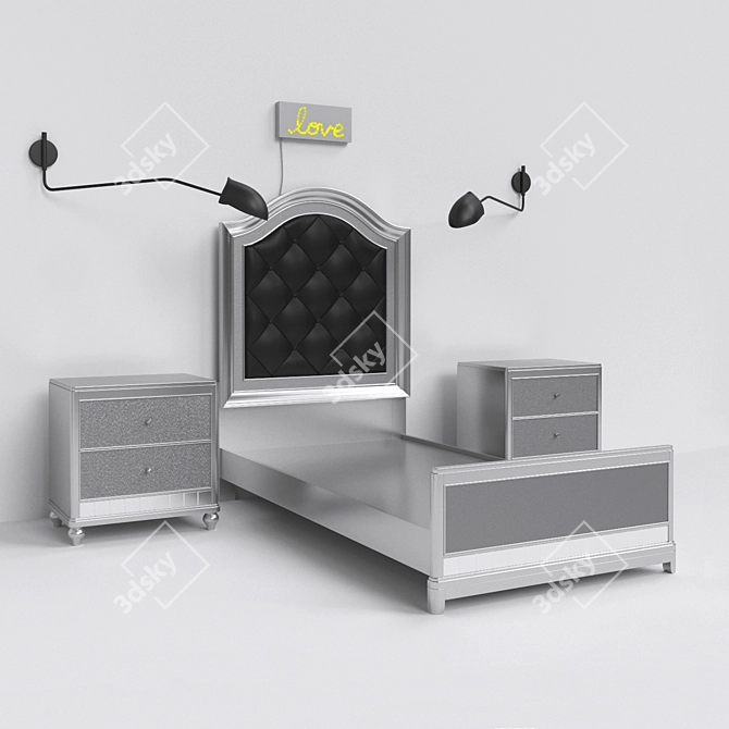 Kids Bed and Desk Set 3D model image 1