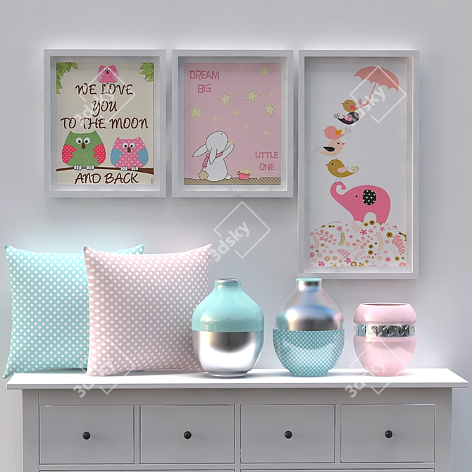 Playful Kids Room Decor Set 3D model image 1