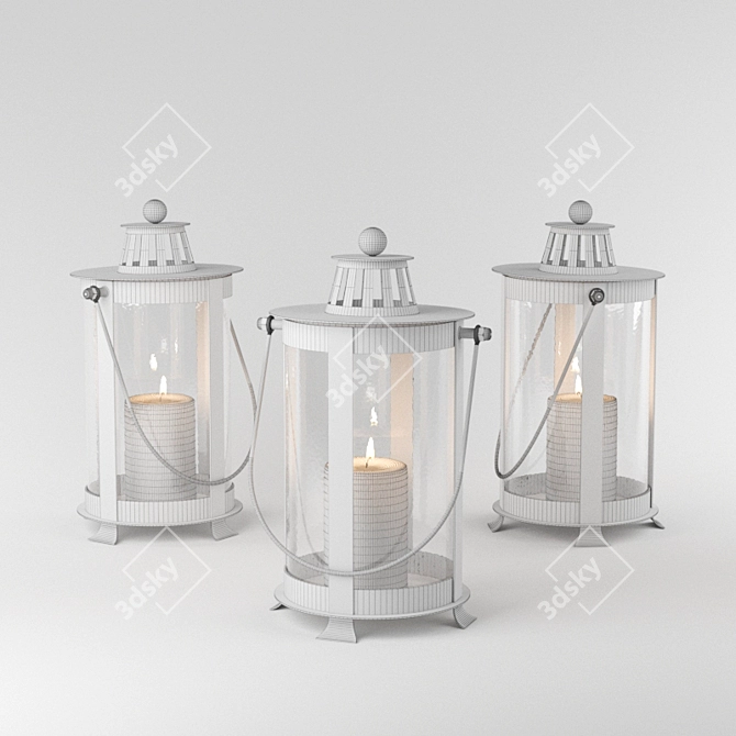 Elegant Brass Lantern 3D model image 2