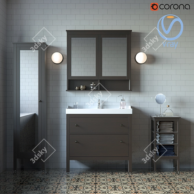 Stylish IKEA HEMNES Bathroom Collection 3D model image 1