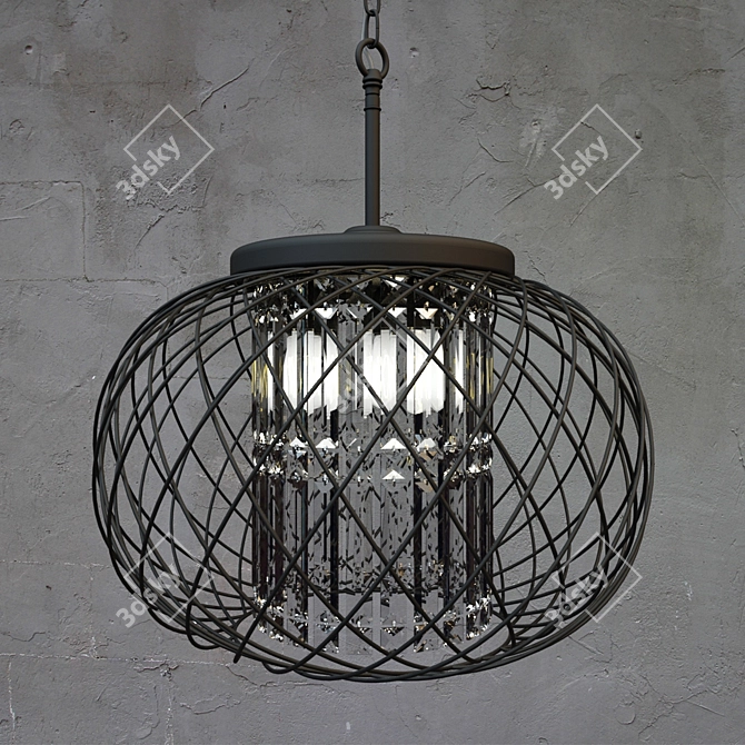 Elegant Black Crystal Pendant Chandelier 3D model image 1