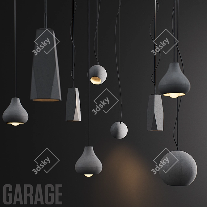 Industrial Garage Lighting Set 3D model image 1