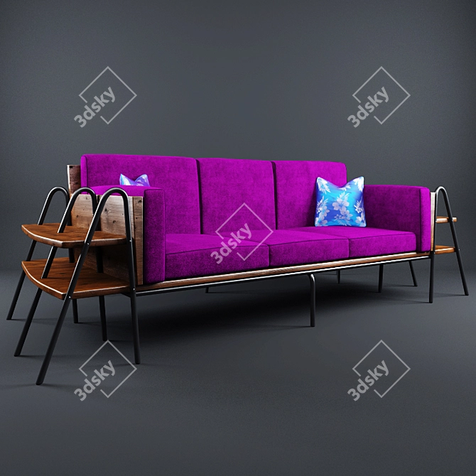 Versatile Sofa with Built-in Shelves 3D model image 1
