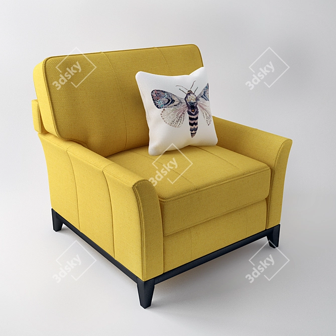 Elegant Velvet Armchair 3D model image 1