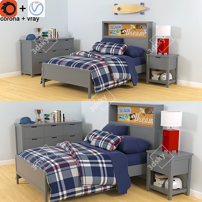 Pottery Barn Sutton Collection: Boys 3D Bedroom Set 3D model image 1