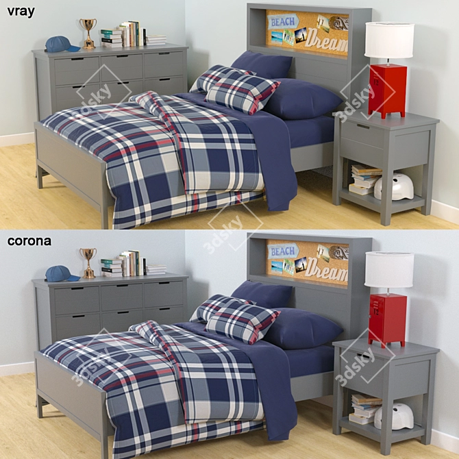 Pottery Barn Sutton Collection: Boys 3D Bedroom Set 3D model image 3