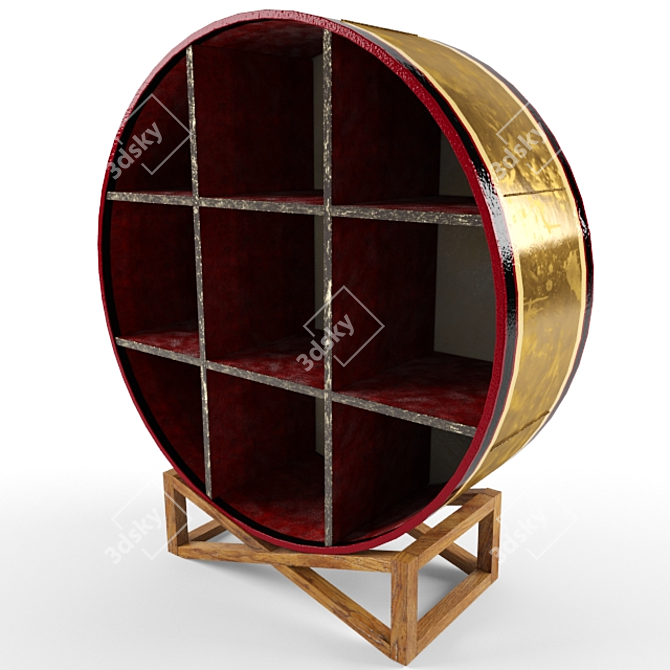 Vintage Drum Rack with Brass Frame 3D model image 1