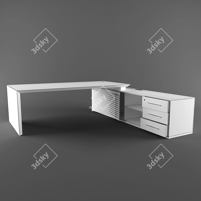 Italian Office Desk with Storage 3D model image 2