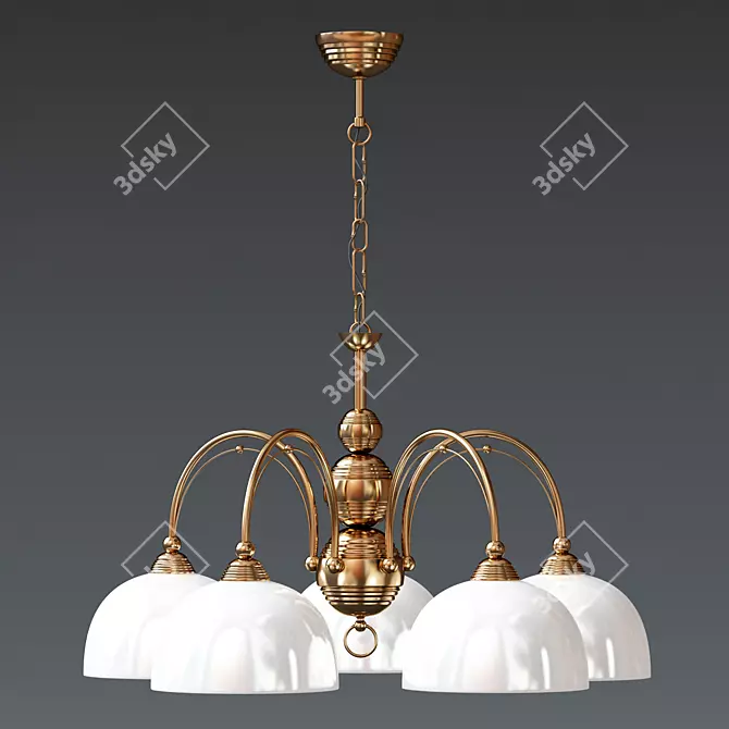 Modern Antiqued Brass Chandelier 3D model image 1