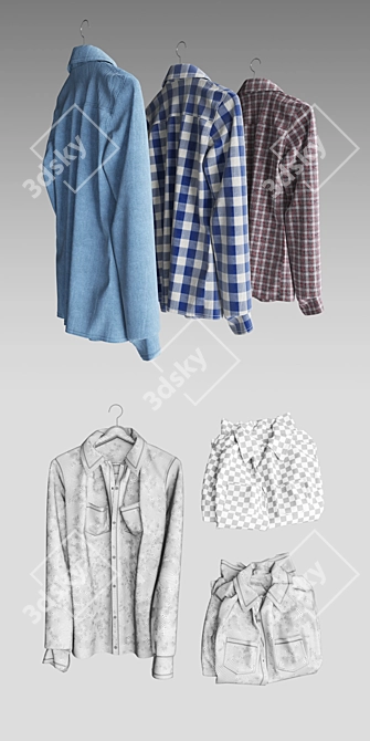 Vintage Shirts Collection 3D model image 2