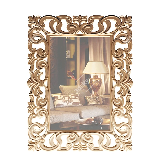 Classic Carved Mirror | Elegant Wall Décor 3D model image 1