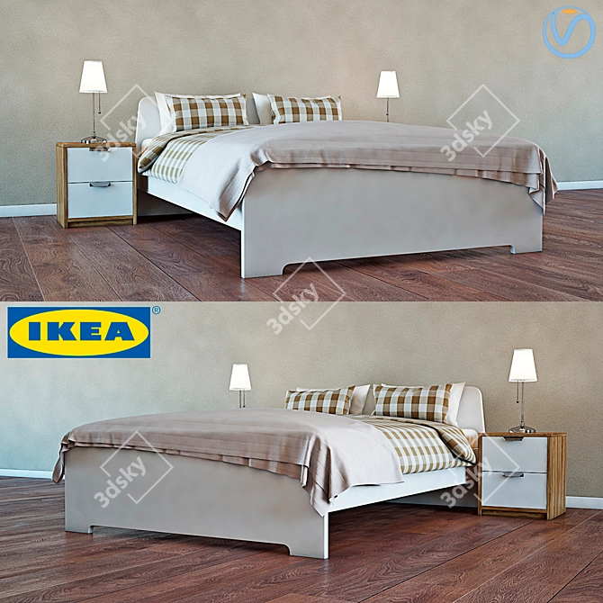 ASKVOL Bed: Sleek, Stylish, and Spacious 3D model image 1