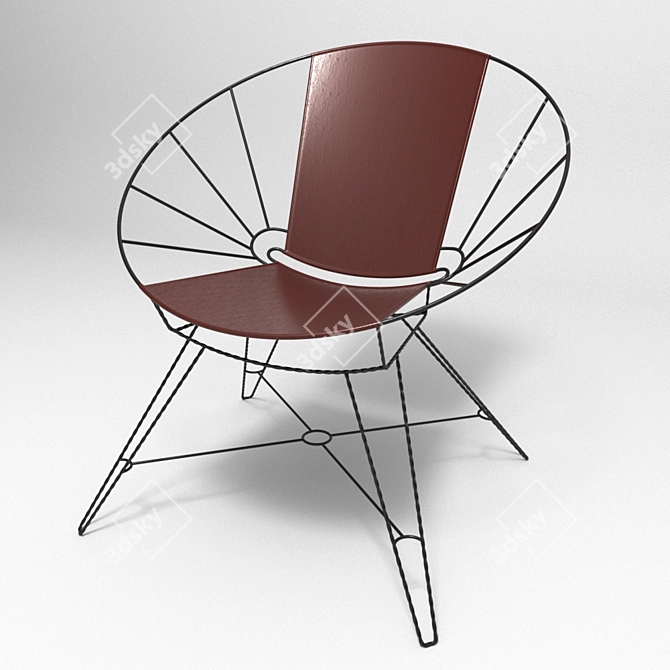 Sculpted Metal Leather Bowl Chair 3D model image 1