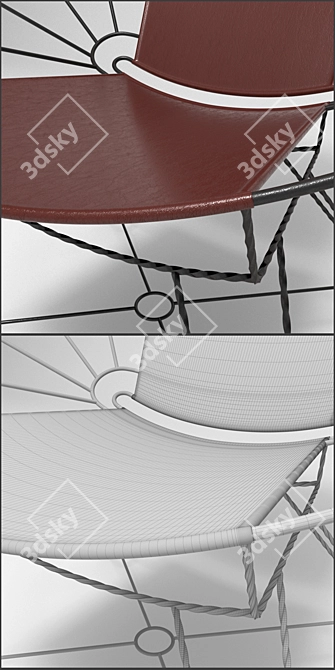 Sculpted Metal Leather Bowl Chair 3D model image 2