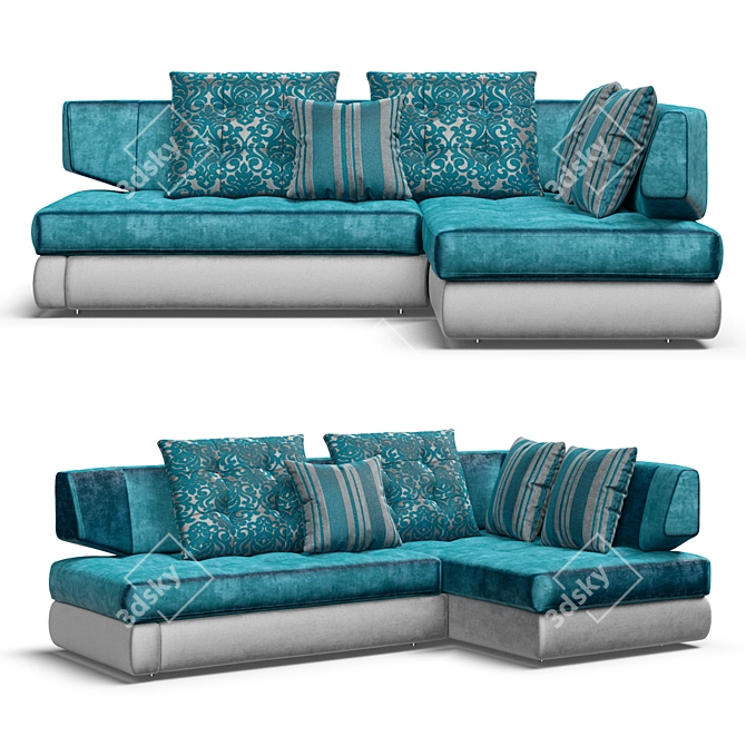 Elegant Palermo Velvet Sofa 3D model image 1