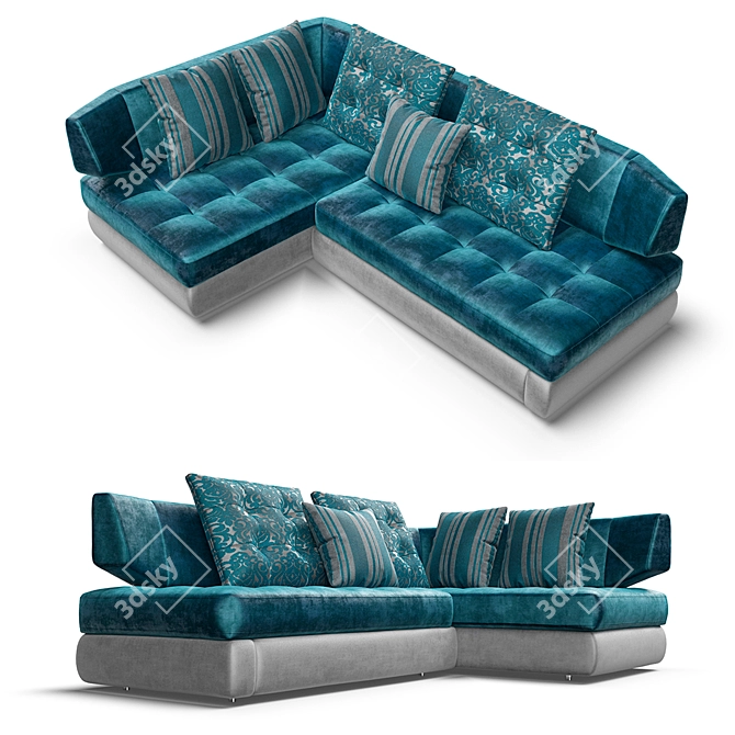 Elegant Palermo Velvet Sofa 3D model image 2