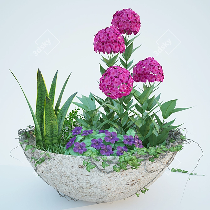 Romantic Garden Bed 3D model image 1