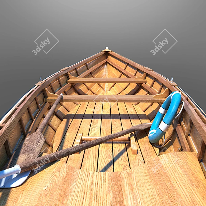 Vintage Wooden Boat 3D model image 2