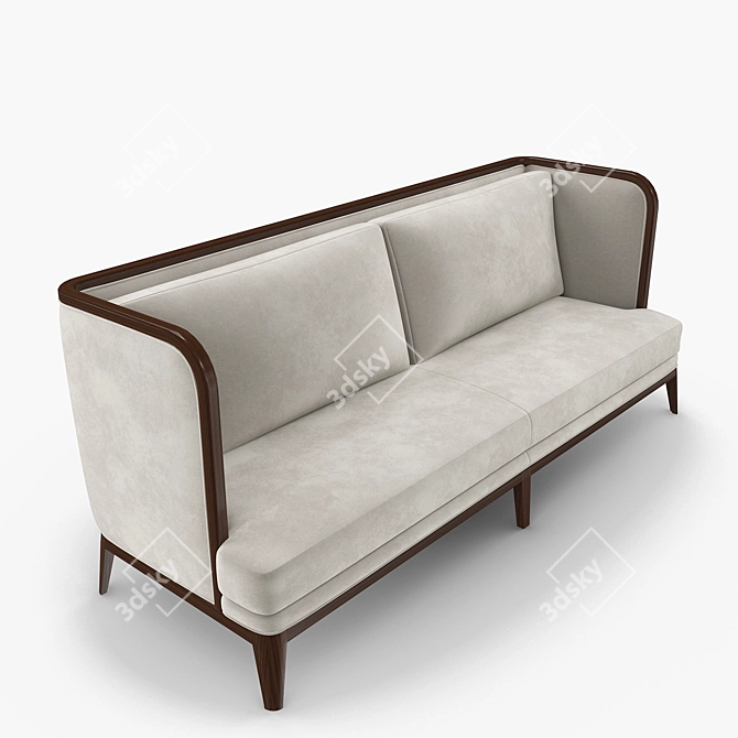 Andree Putman Pagoda Sofa: French Oak Sophistication 3D model image 3