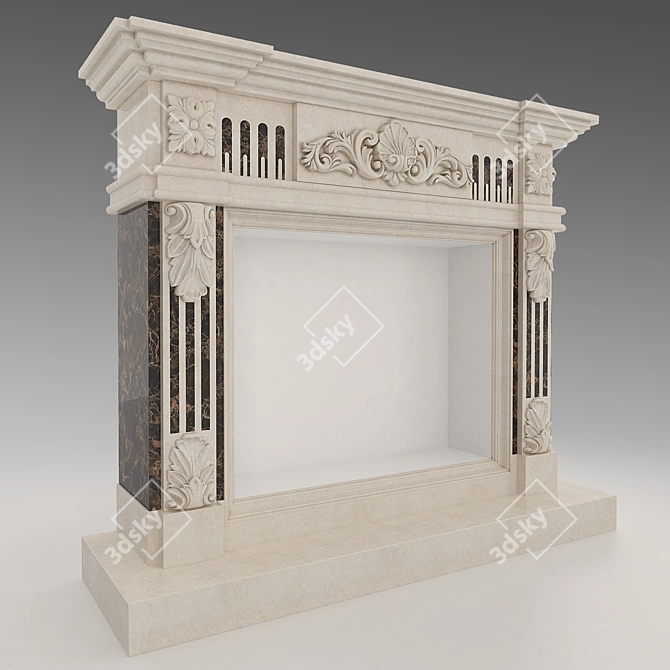 Elegant Marble Classical Fireplace 3D model image 1