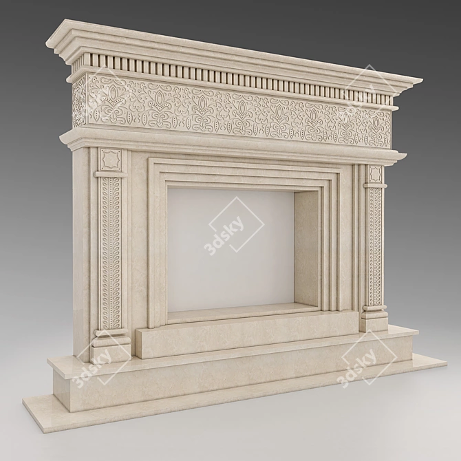 Elegant Marble Fireplace 3D model image 1