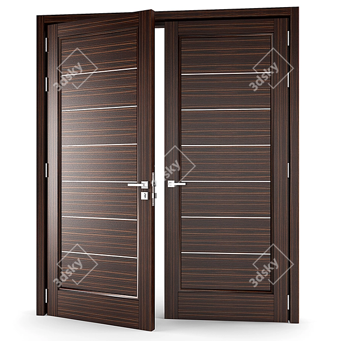 Contemporary Metal Accented Wood Door 3D model image 1