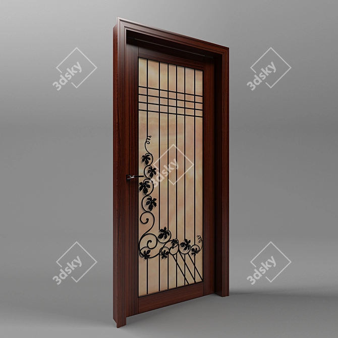 Elegant Onyx and Iron Door 3D model image 1