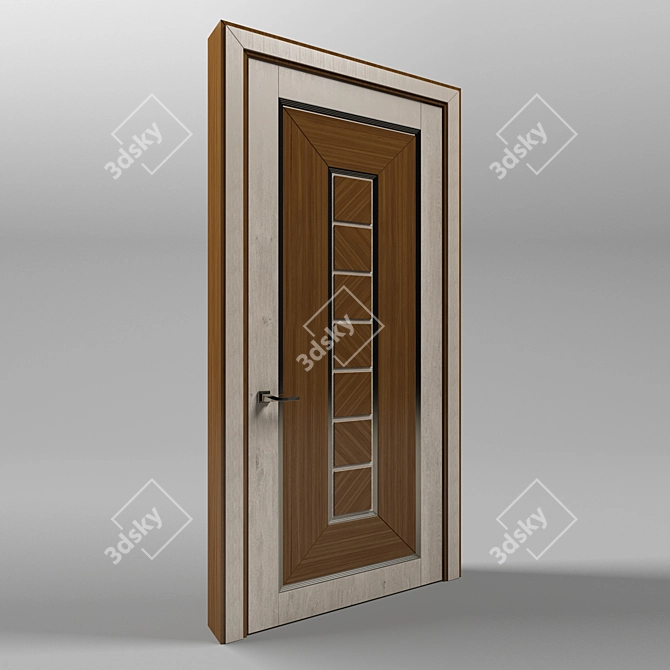 Square Brown Wooden Door 3D model image 1