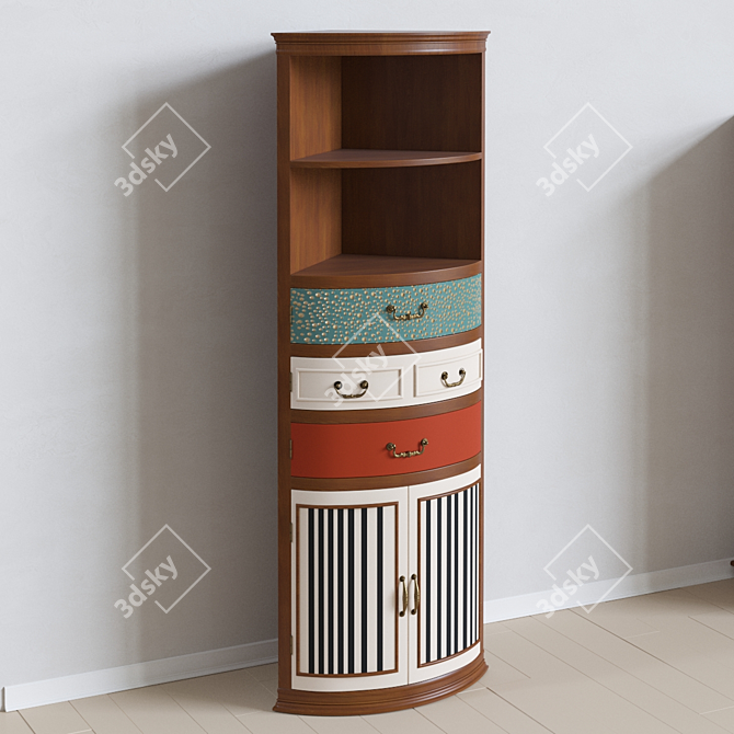 Gouache Wood Corner Buffet 3D model image 1