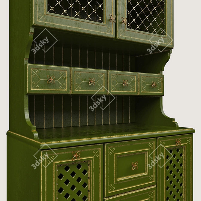 Vintage Retro Buffet with Makmart Handles 3D model image 2