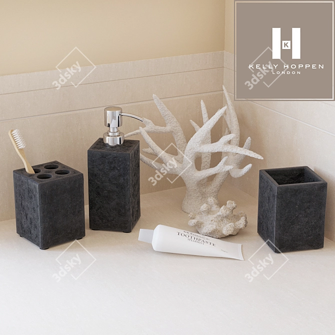 Kelly Hoppen Black Stone Bathroom Accessories 3D model image 1