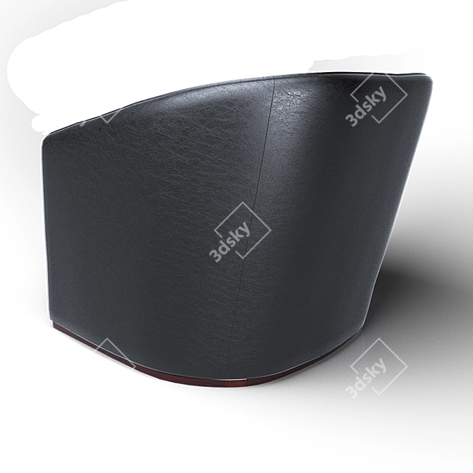 Elegant Black Leather Armchair 3D model image 2
