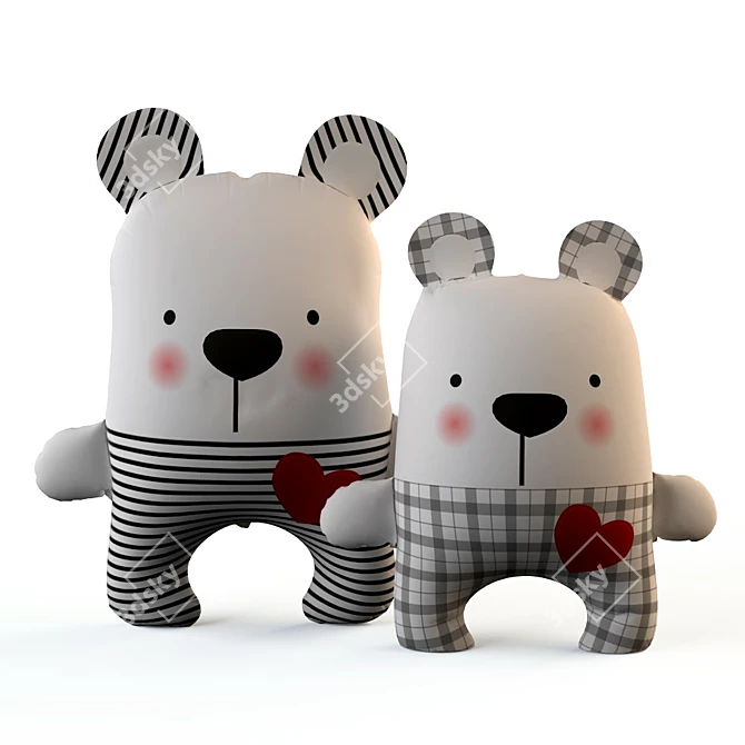 Textile Teddy Bears - Handcrafted Plush Toys 3D model image 1