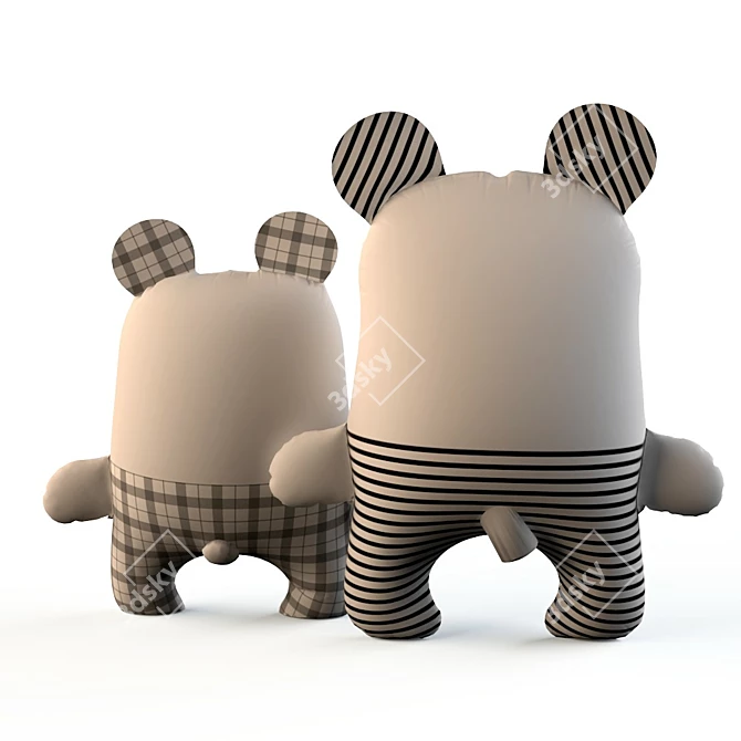 Textile Teddy Bears - Handcrafted Plush Toys 3D model image 2