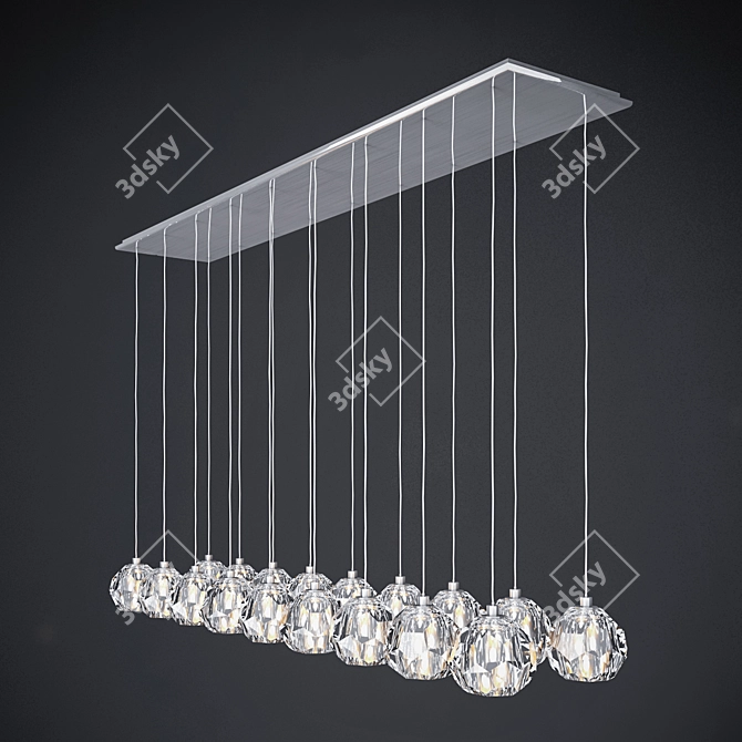 Handcrafted Crystal Linear Chandelier 3D model image 1