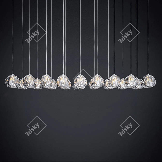 Handcrafted Crystal Linear Chandelier 3D model image 2