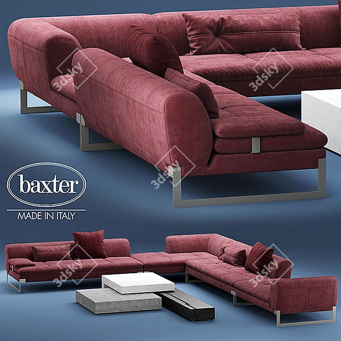 Elegant Baxter Viktor Leather Sofa 3D model image 1