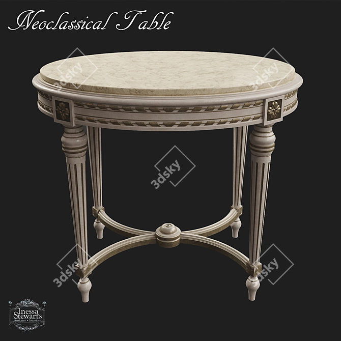 French Neoclassical Onyx Top End Table 3D model image 1