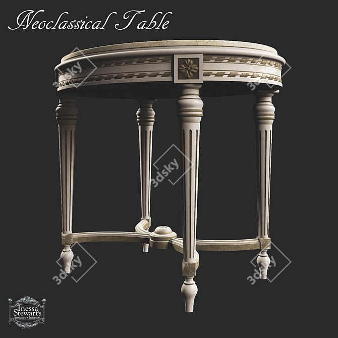 French Neoclassical Onyx Top End Table 3D model image 2